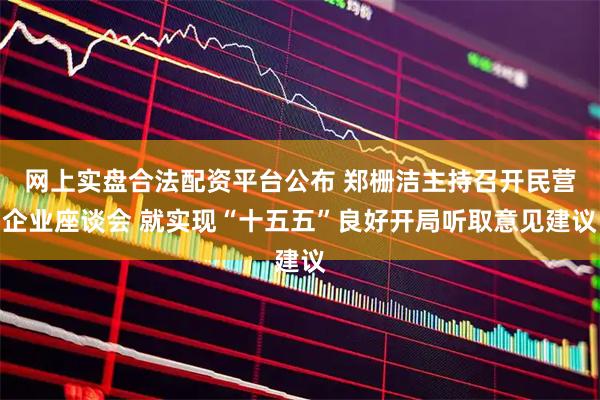 网上实盘合法配资平台公布 郑栅洁主持召开民营企业座谈会 就实现“十五五”良好开局听取意见建议